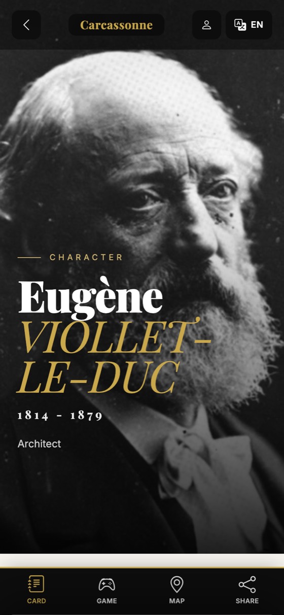 Fiche de Viollet-le-Duc affichée en anglais